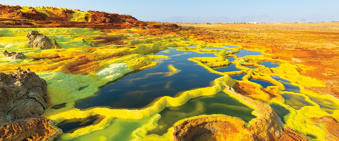 Photo of a bright orange and yellow landscape